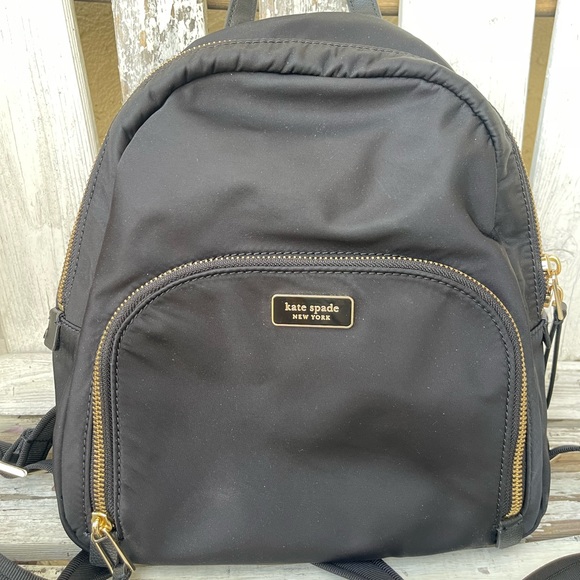 KATE SPADE black canvas backpack with black leather straps! - Picture 3 of 7